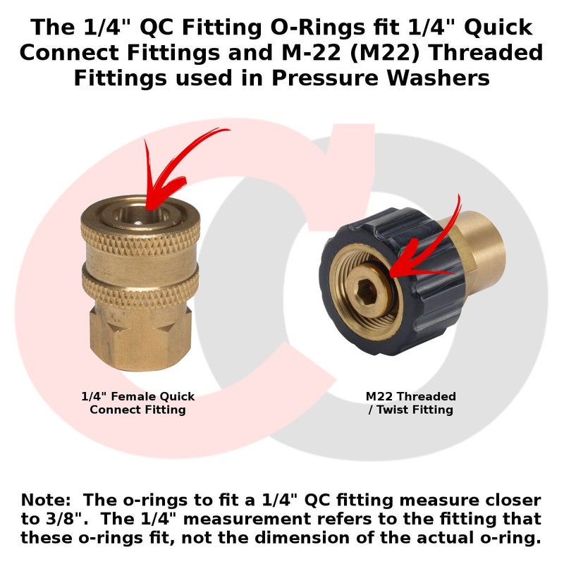 Captain O-Ring - Power Pressure Washer O-Rings for 1/4" Quick Coupler, High Temperature Viton FKM (10 Pack) - Image 2